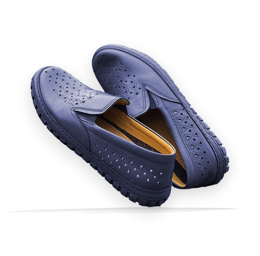 REF1/ MOCASSIN Balghin En Cuir Bleu Marine