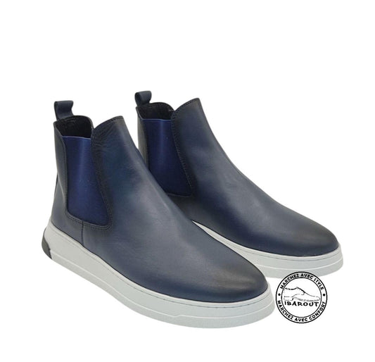 Boots CUIR Bleu Marine