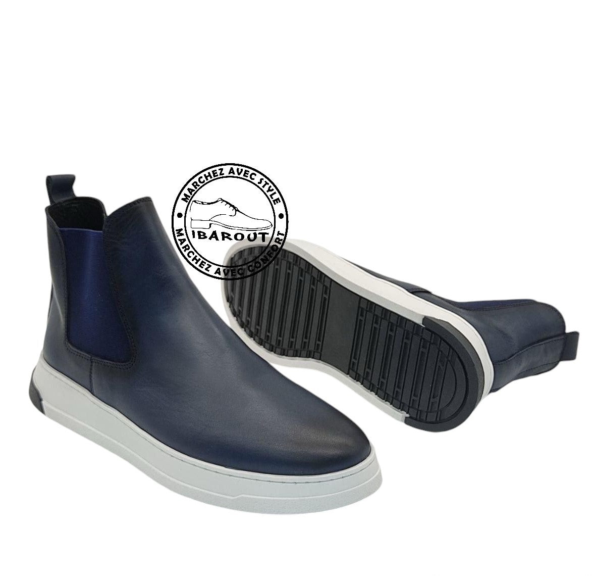 Boots CUIR Bleu Marine